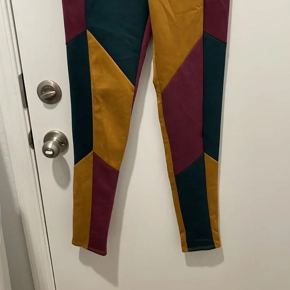 2 piece pants set Suede Colorblock set AWOO Size Large - Picture 7 of 9